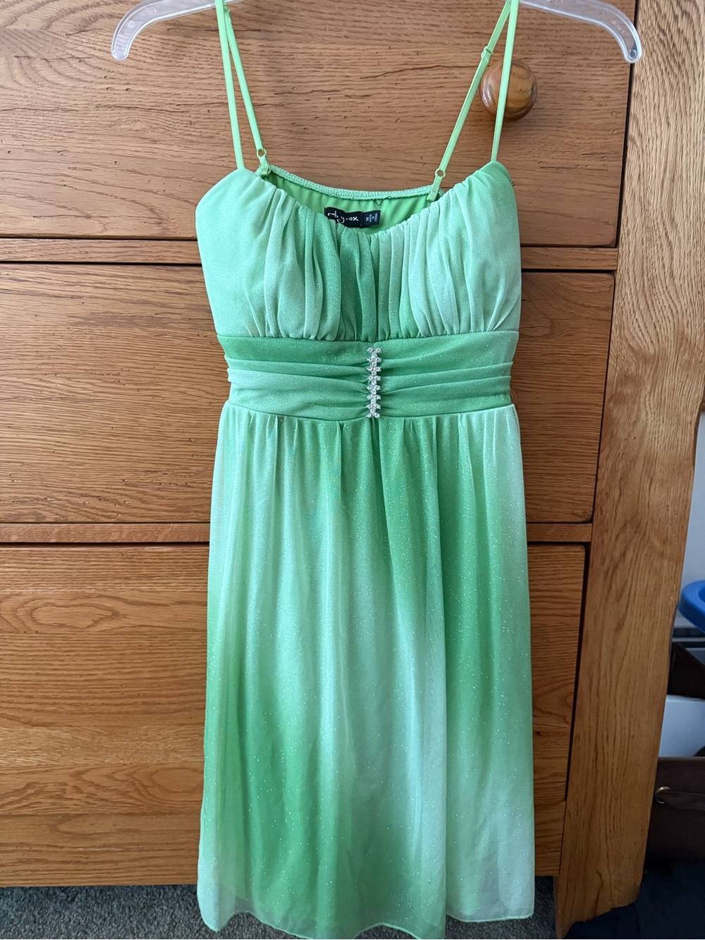 Ruby Rox Light Green Spaghetti-Strap Prom Dress